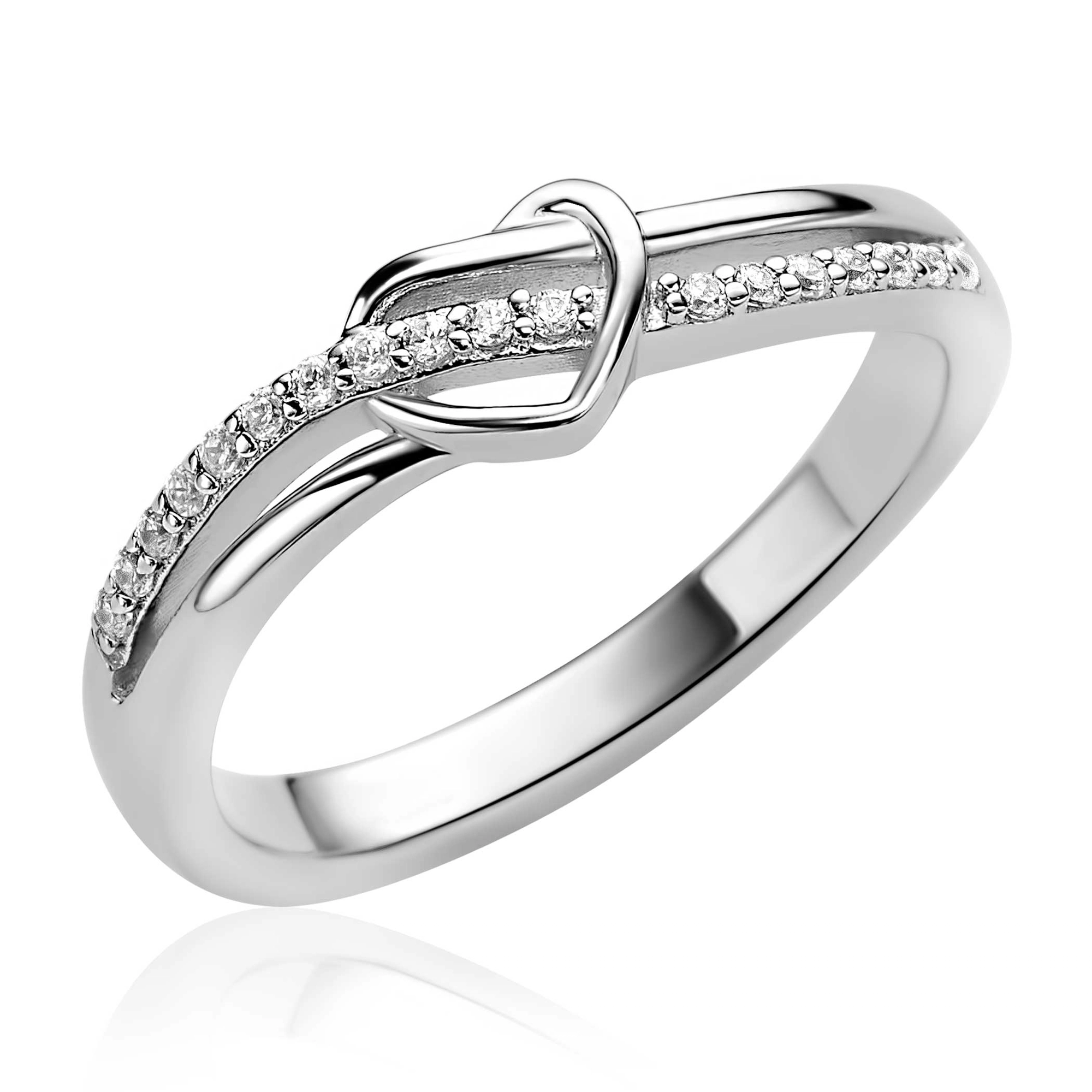 ZINZI zilveren ring golfvorm met hart en zirkonia's maat 56-1