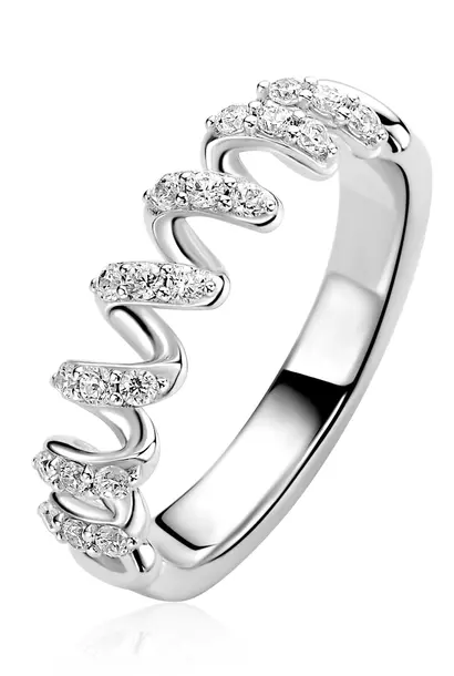 ZINZI zilveren ring wokkel
