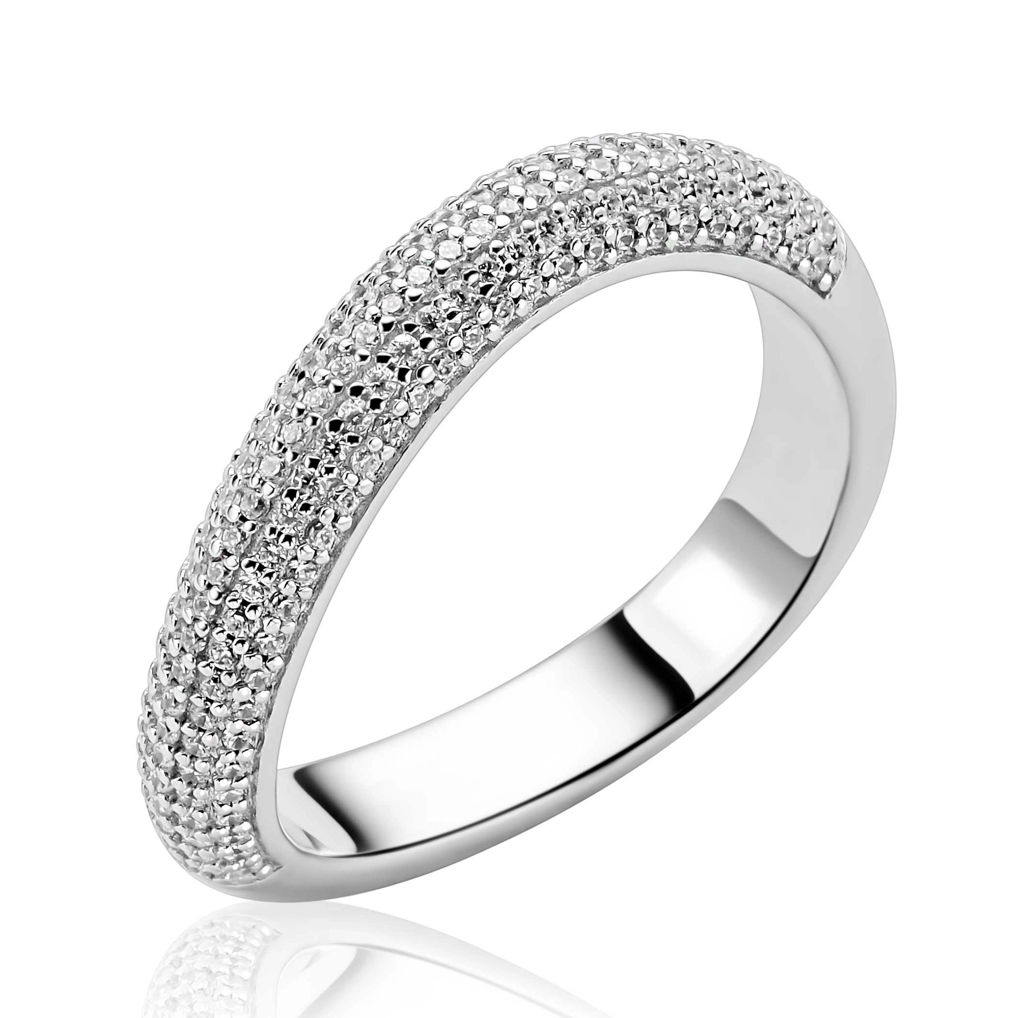 ZINZI zilveren ring golfvorm met zirkonia pave gezet maat 54-1