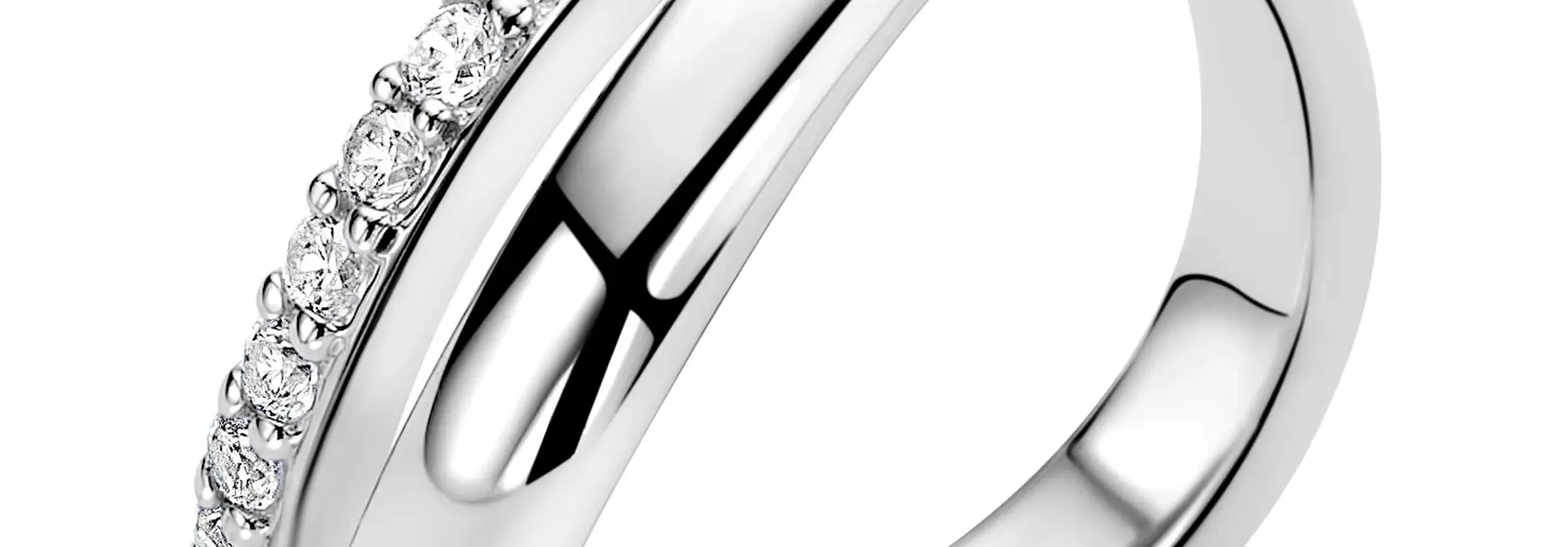 ZINZI zilveren ring multilook rij zirkonia's/band glad maat 54