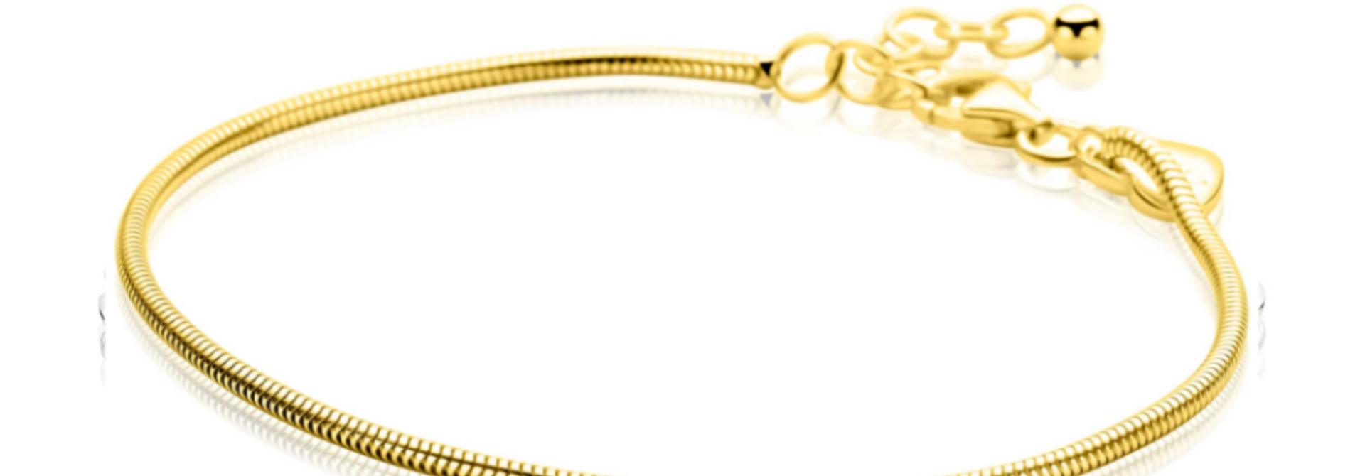 ZINZI zilveren slangen armband geel vergulderond 1.7mm
