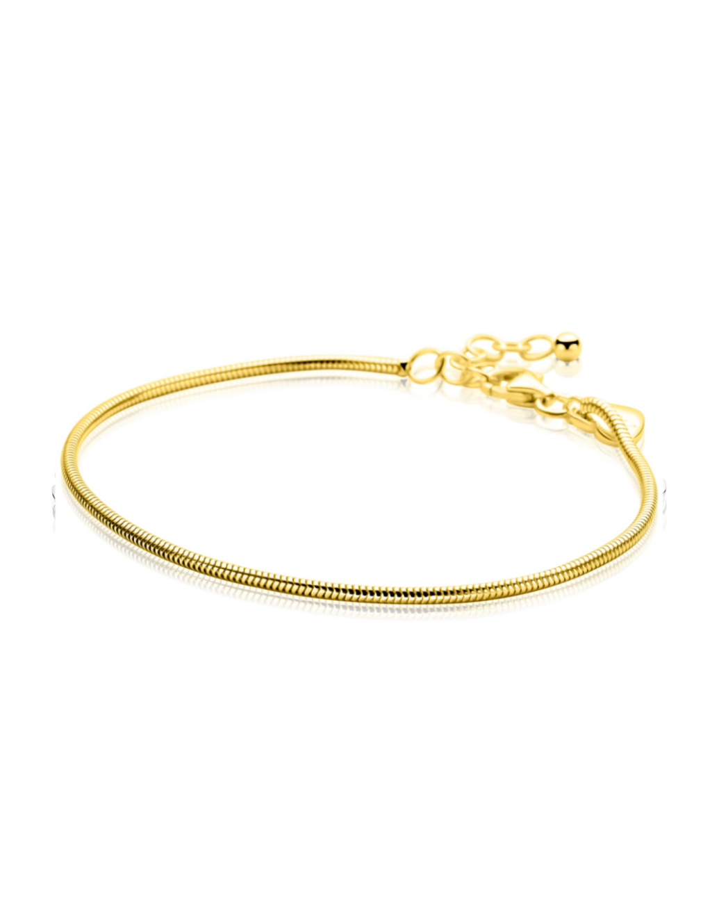 ZINZI zilveren slangen armband geel vergulderond 1.7mm-1