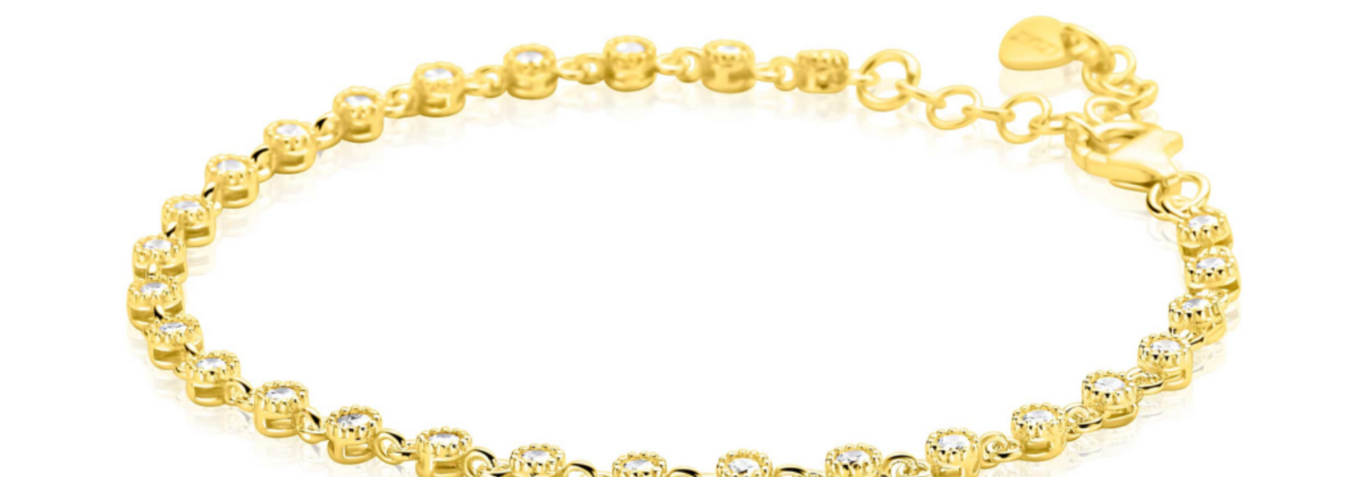 ZINZI zilveren armband geel vergulde fantasie met zirkonia's
