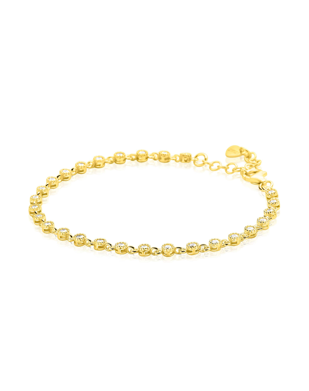 ZINZI zilveren armband geel vergulde fantasie met zirkonia's-1