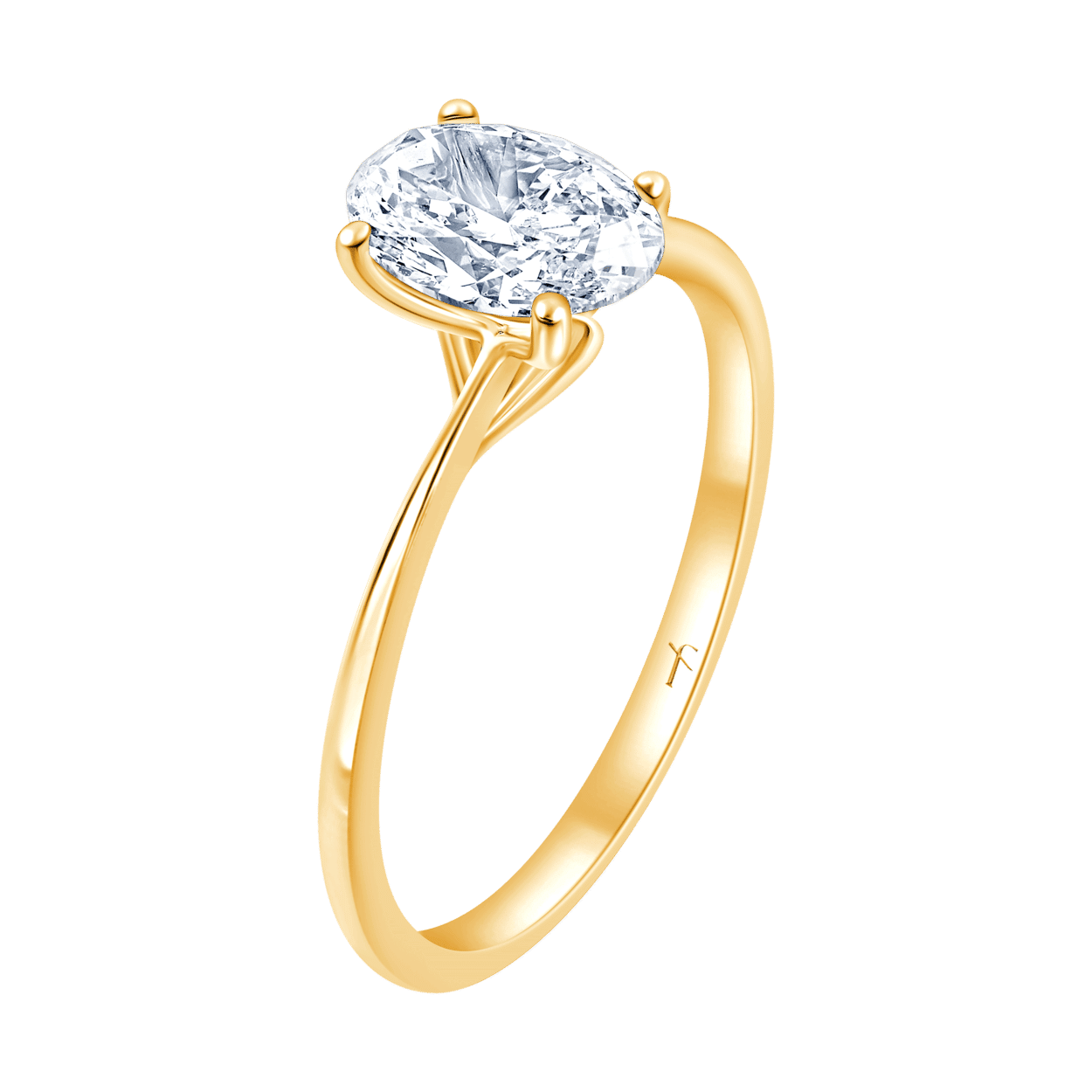 Fyere AMI 14 karaat gouden ring met ovaal geslepen lab-grown diamant 0,50 ct-1
