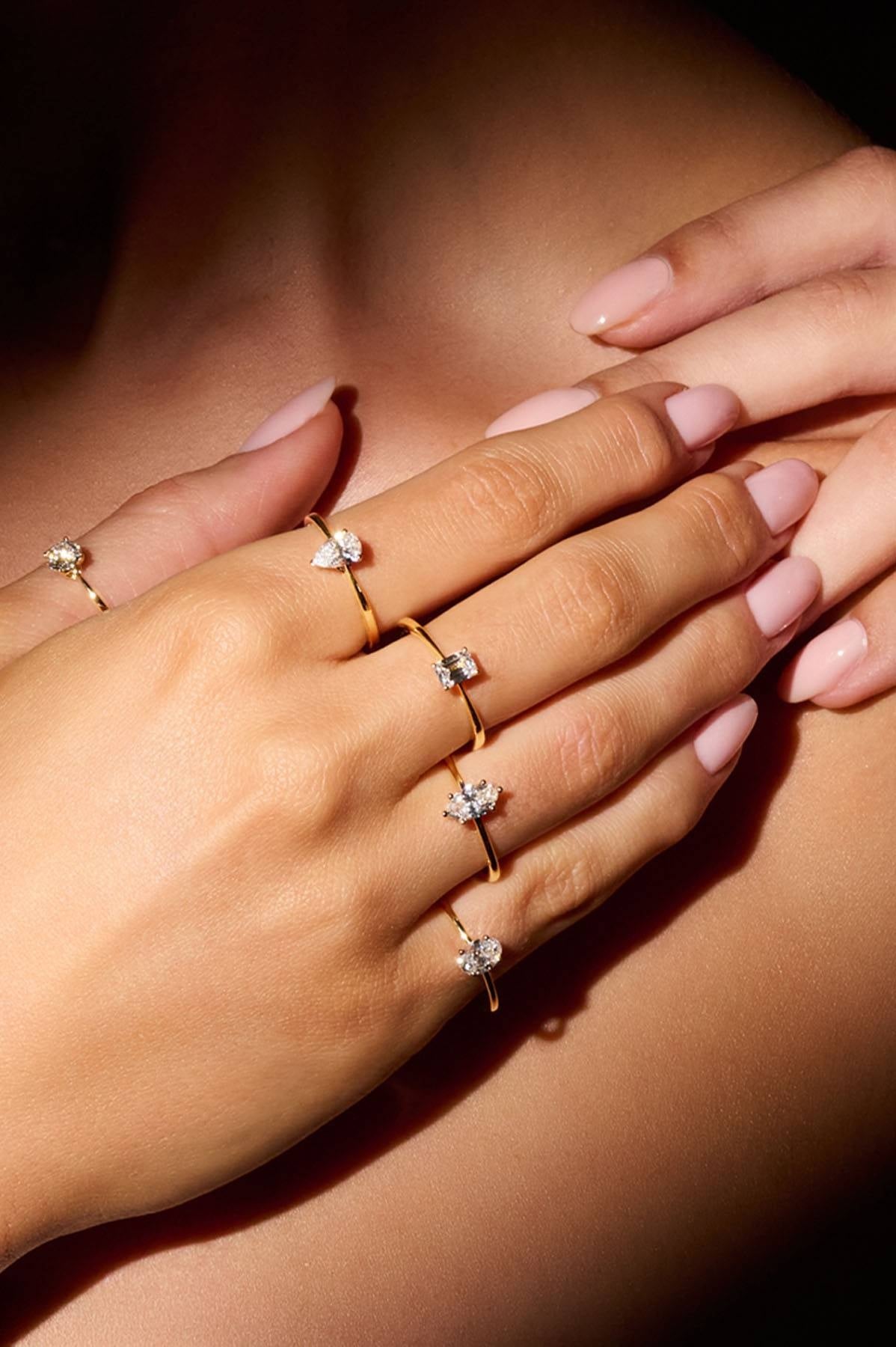 Fyere AMI 14 karaat gouden ring met ovaal geslepen lab-grown diamant 0,50 ct-2
