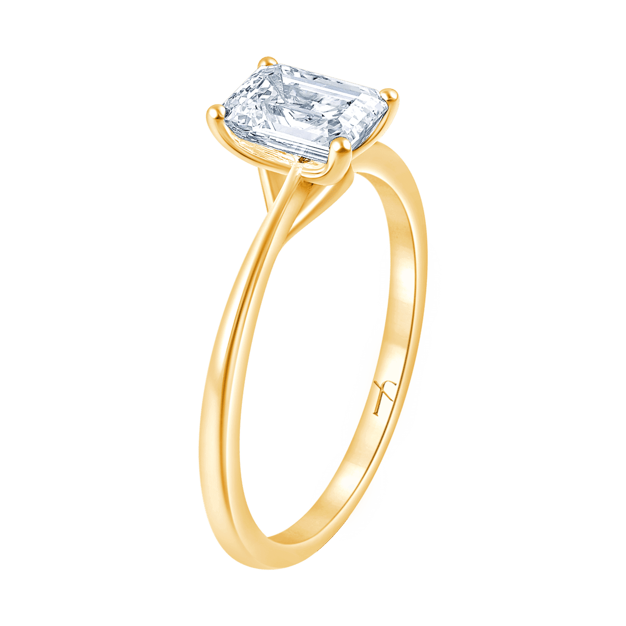 Fyere AMI 14 karaat gouden ring met emerald geslepen lab-grown diamant 0,50 ct-1
