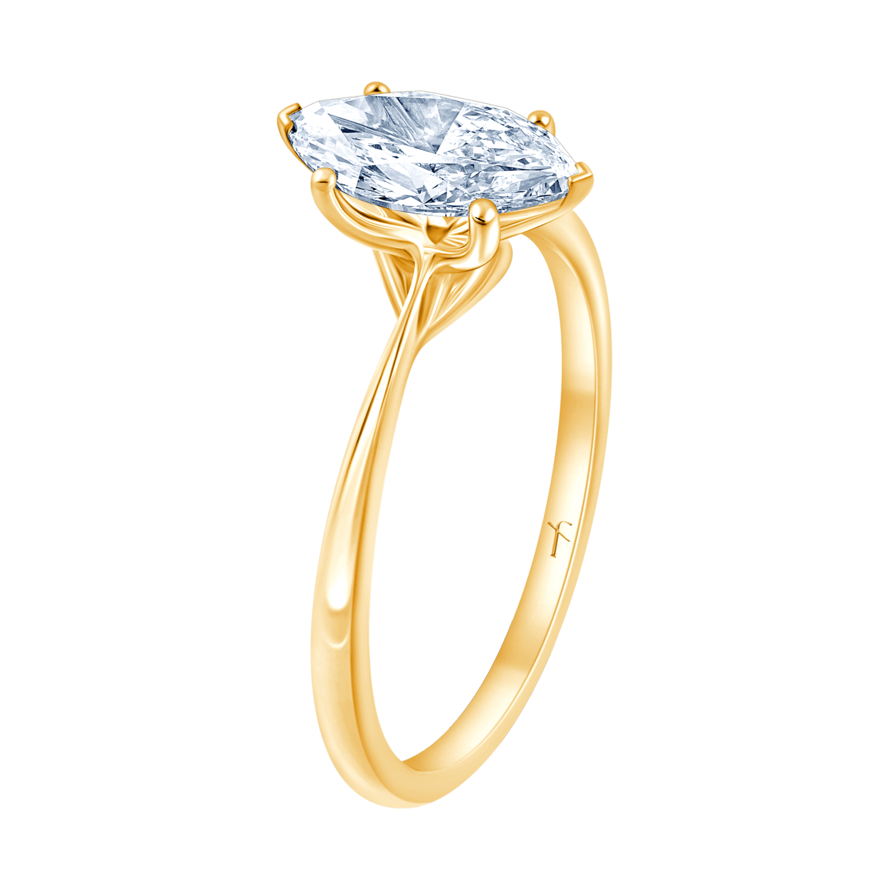 Fyere AMI 14 karaat gouden ring met marquise geslepen lab-grown diamant 1,50 ct-1