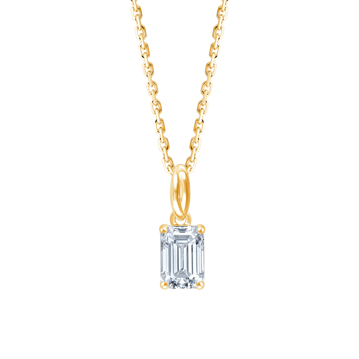 Fyere AVA 14 karaat gouden hanger met emerald geslepen lab-grown diamant 0,50 ct-1