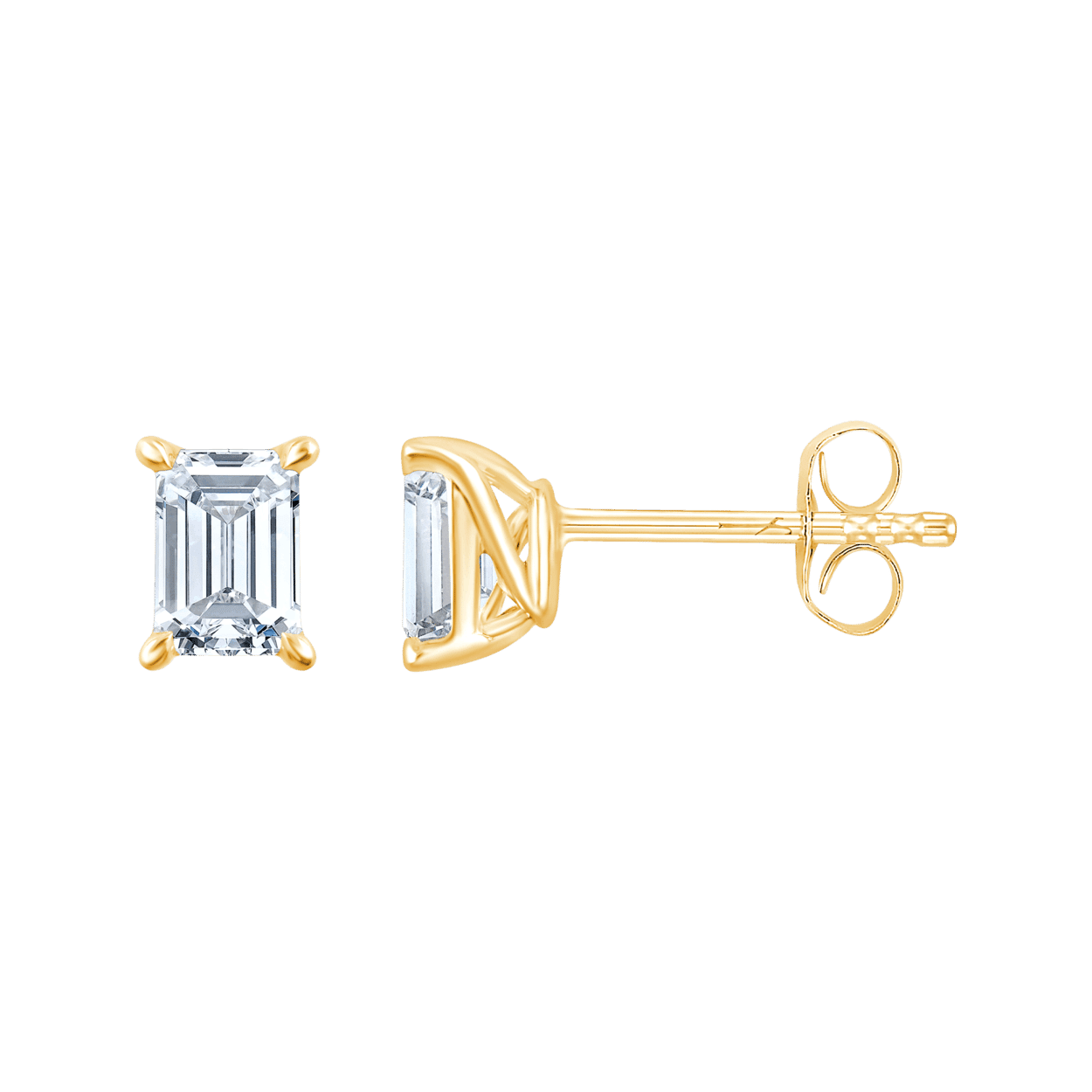 Fyere AVA 14 karaat gouden oorbellen met emerald geslepen lab-grown diamant 0,50 ct-2