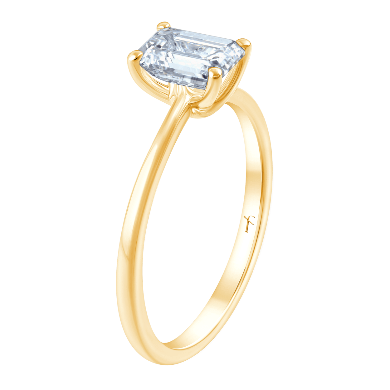 Fyere ARI 14 karaat gouden ring met emerald geslepen lab-grown diamant 1,00 ct-1
