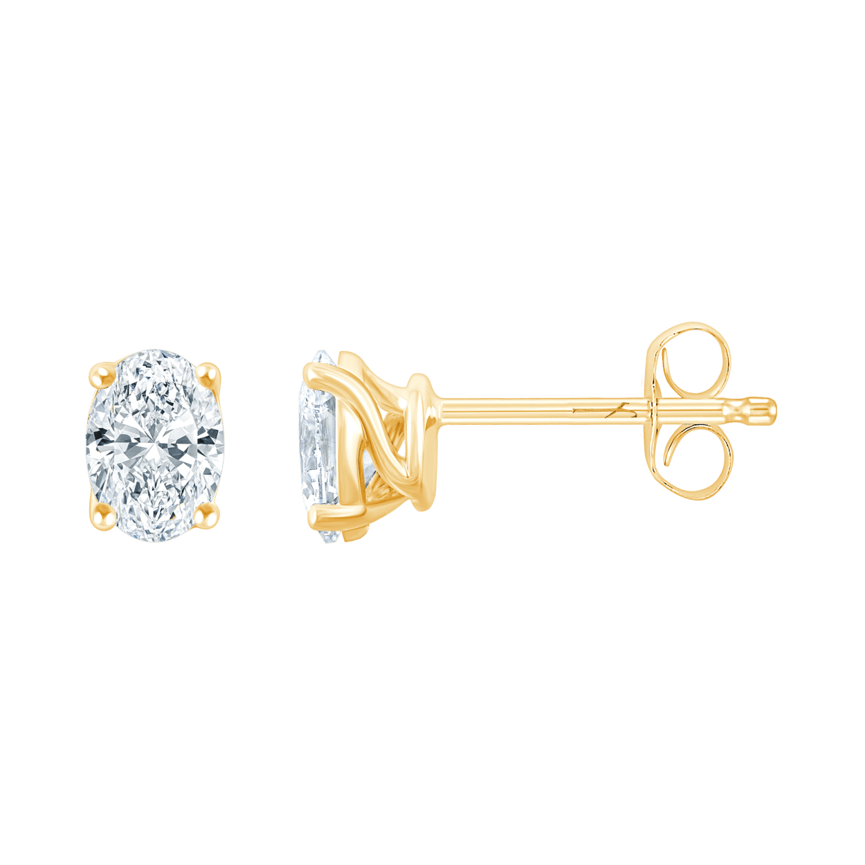 Fyere ARI 14 karaat gouden oorbellen met ovaal geslepen lab-grown diamant 0,50 ct-2