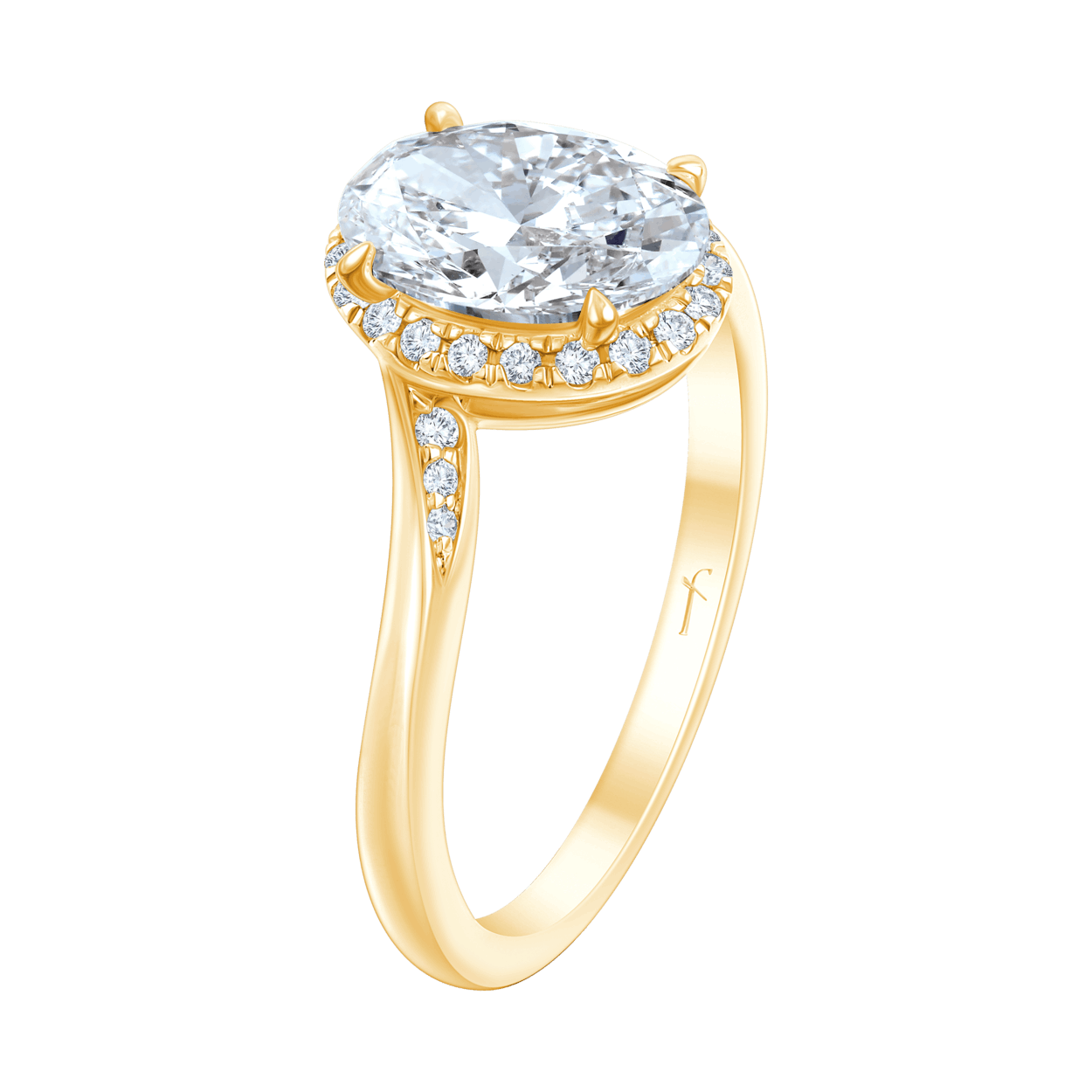 Fyere AMALIA 14 karaat gouden ring met ovaal geslepen lab-grown diamant 1,65 ct-1