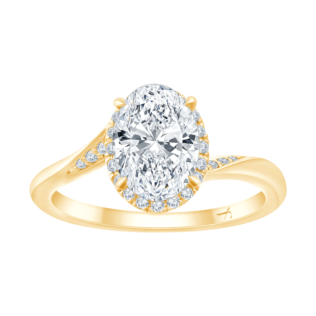 Fyere AMALIA 14 karaat gouden ring met ovaal geslepen lab-grown diamant 1,65 ct-2