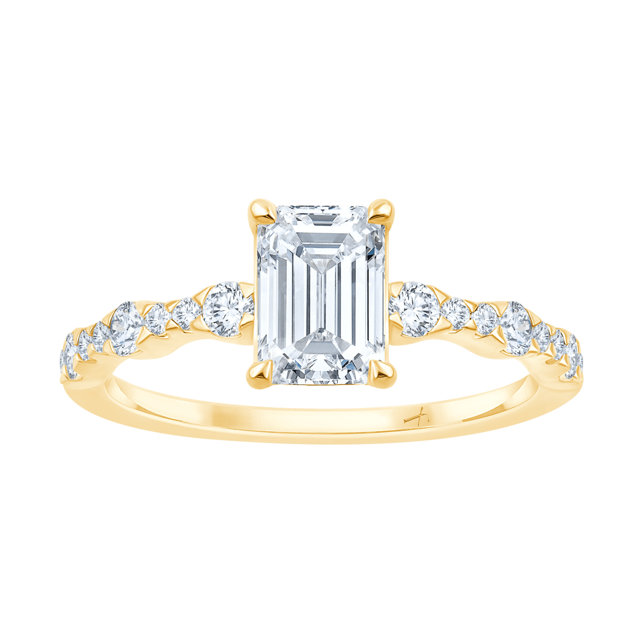 Fyere ADELAINE 14 karaat gouden ring met emerald geslepen lab-grown diamant 1,25 ct-2