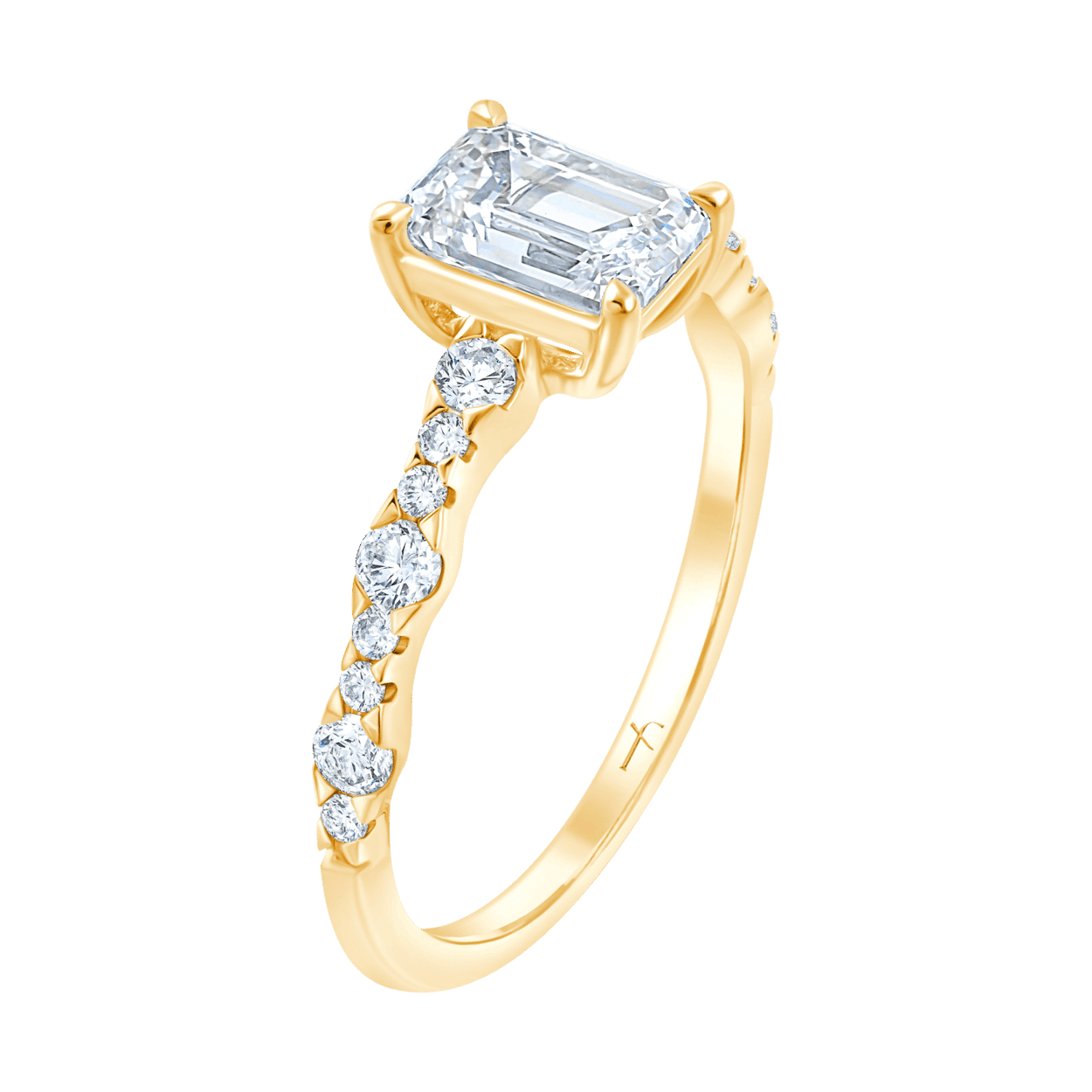 Fyere ADELAINE 14 karaat gouden ring met emerald geslepen lab-grown diamant 1,25 ct-1