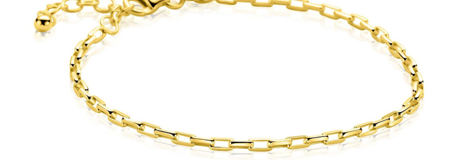 ZINZI zilveren armband geel verguldemassief geslepen anker