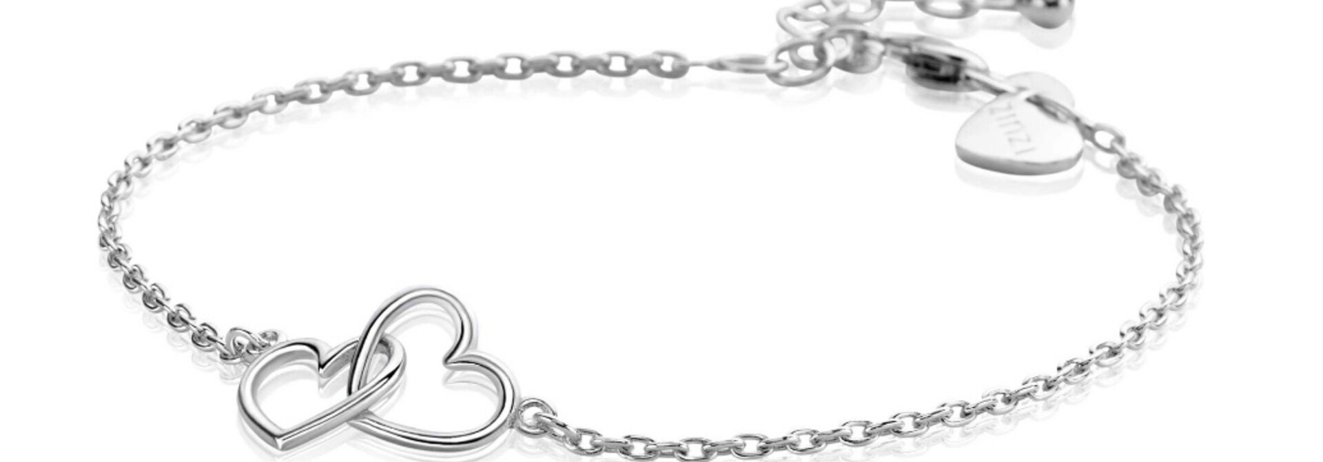 ZINZI zilveren armband twee hartjes in elkaar