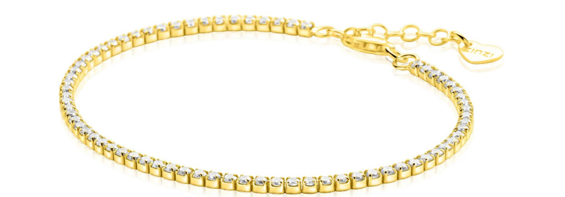 ZINZI zilveren tennisarmband geel vergulde zirkonia's 2.1mm
