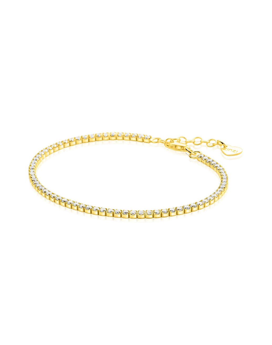 ZINZI zilveren tennisarmband geel vergulde zirkonia's 2.1mm-1