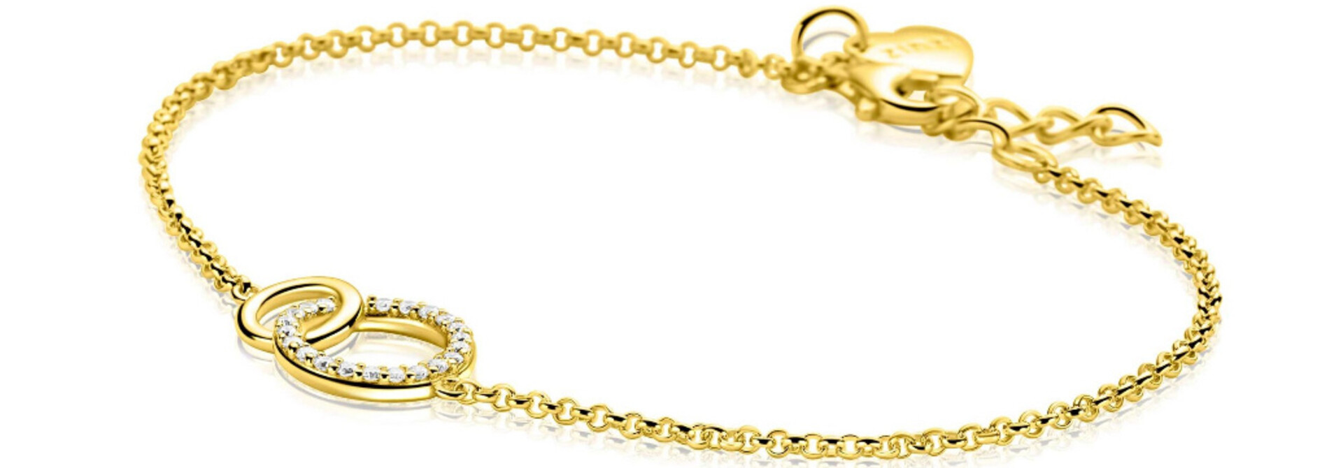 ZINZI zilverengg.verg.armband2ronde vormen in elkaar 1xzc