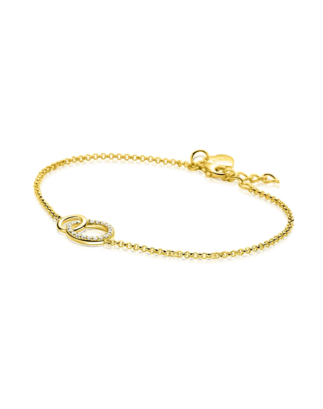 ZINZI zilverengg.verg.armband2ronde vormen in elkaar 1xzc-1