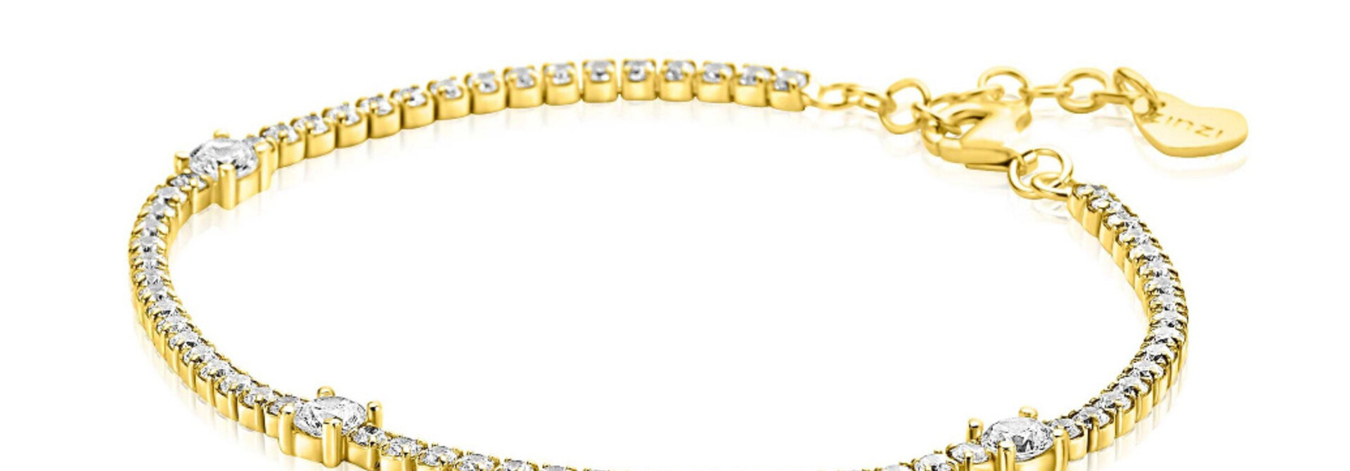 ZINZI zilveren tennisarmband geel verguldefantasie zirkonia's