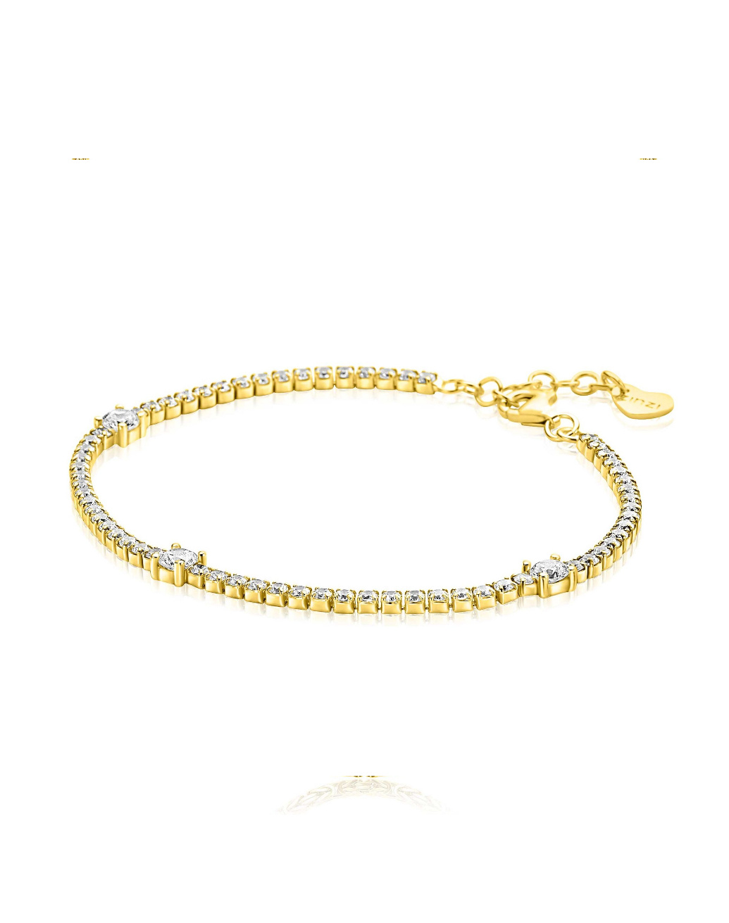ZINZI zilveren tennisarmband geel verguldefantasie zirkonia's-1