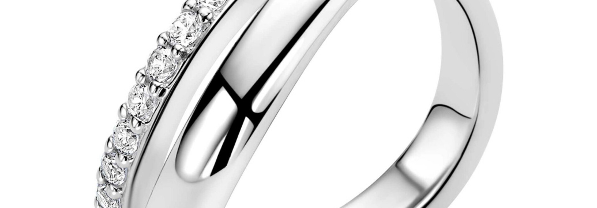ZINZI zilveren ring multilook rij zirkonia's/band glad maat 54