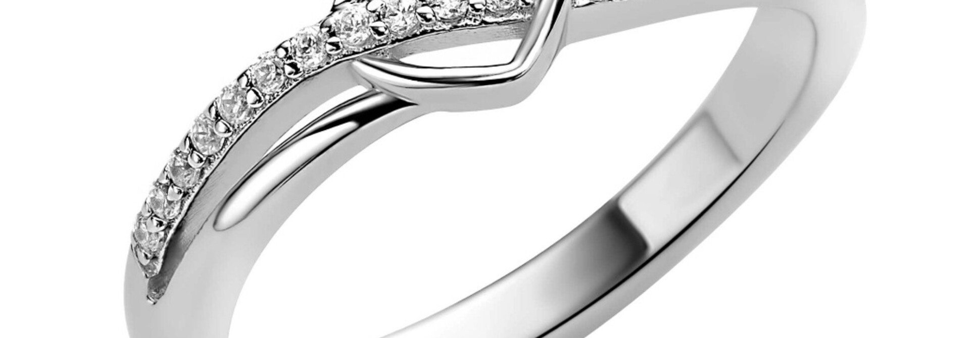 ZINZI zilveren ring golfvorm met hart en zirkonia's maat 56