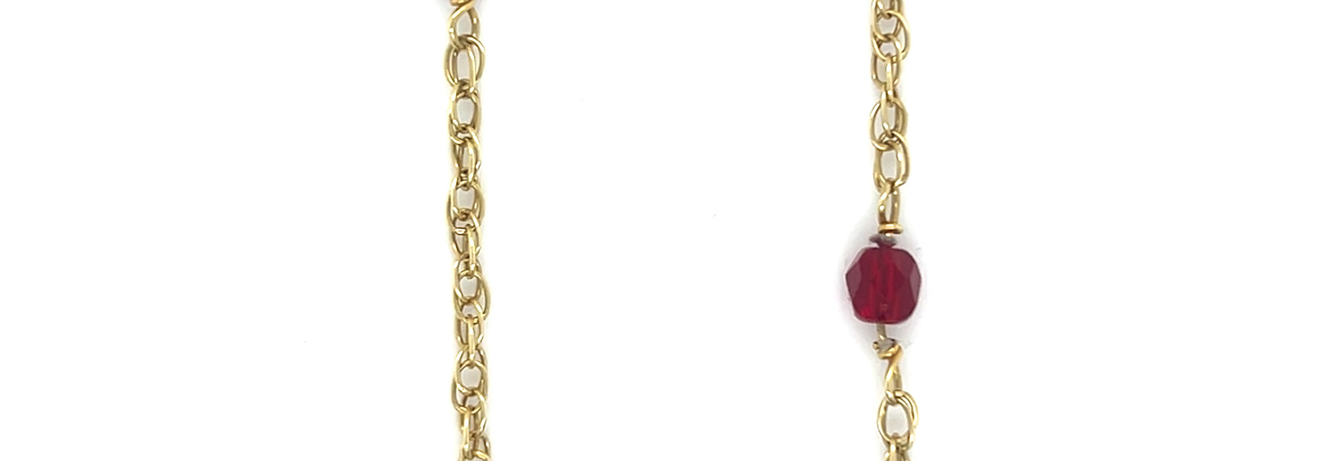 Ketting fantasieschakel rode stenen