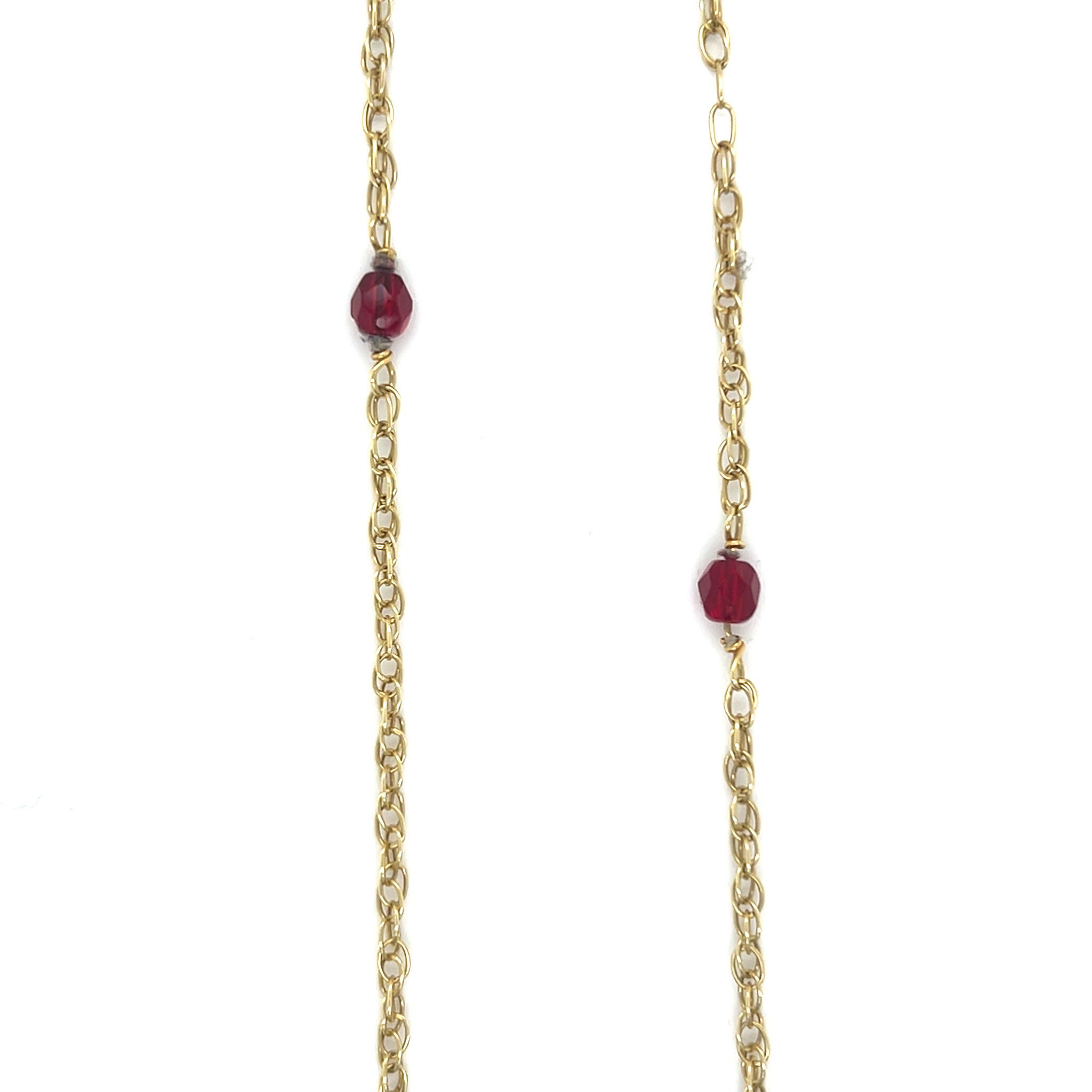 Ketting fantasieschakel rode stenen-1