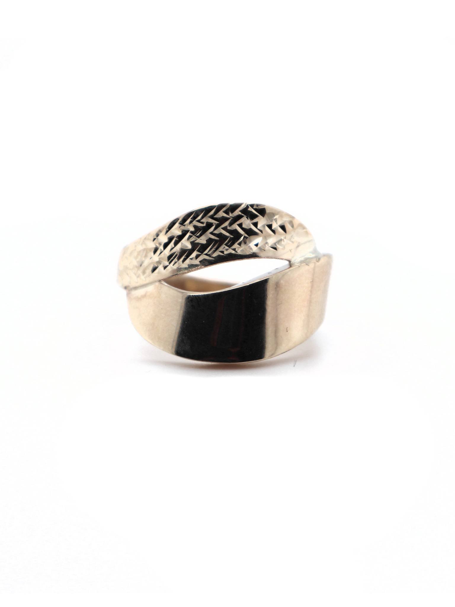 Ring met dubbele band en diamond cut-1