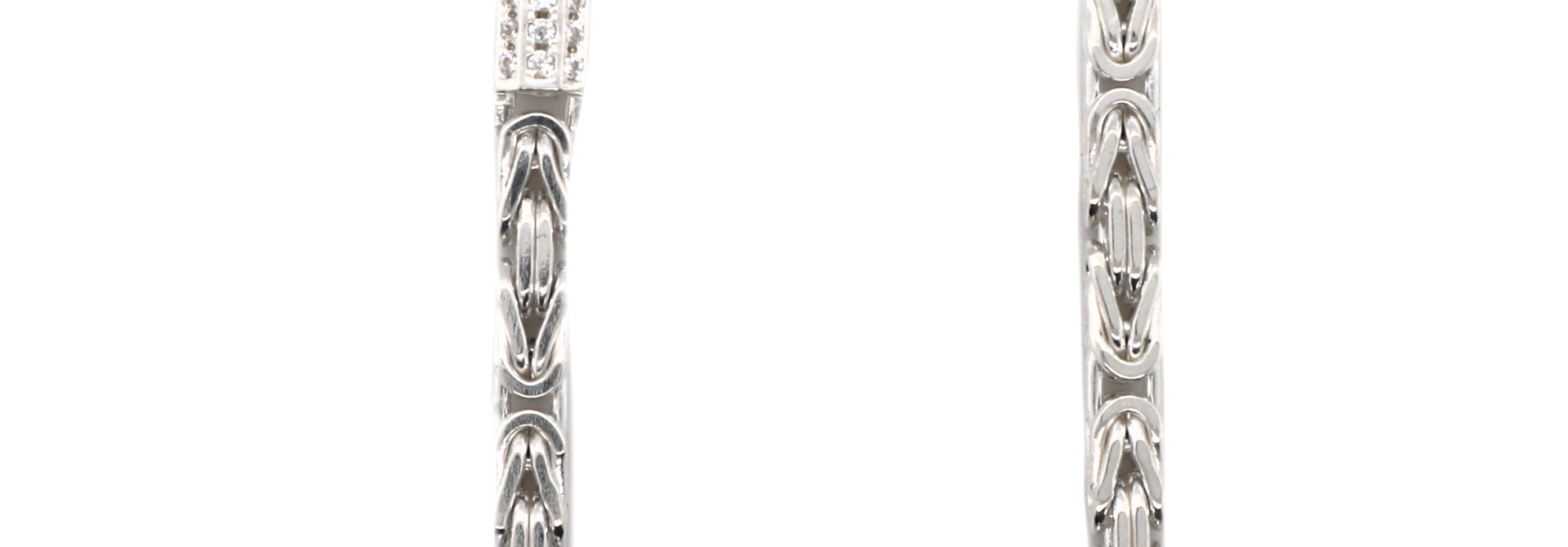 Ketting koningsschakel met staafjes bezet met zirkonia 70cm-3mm