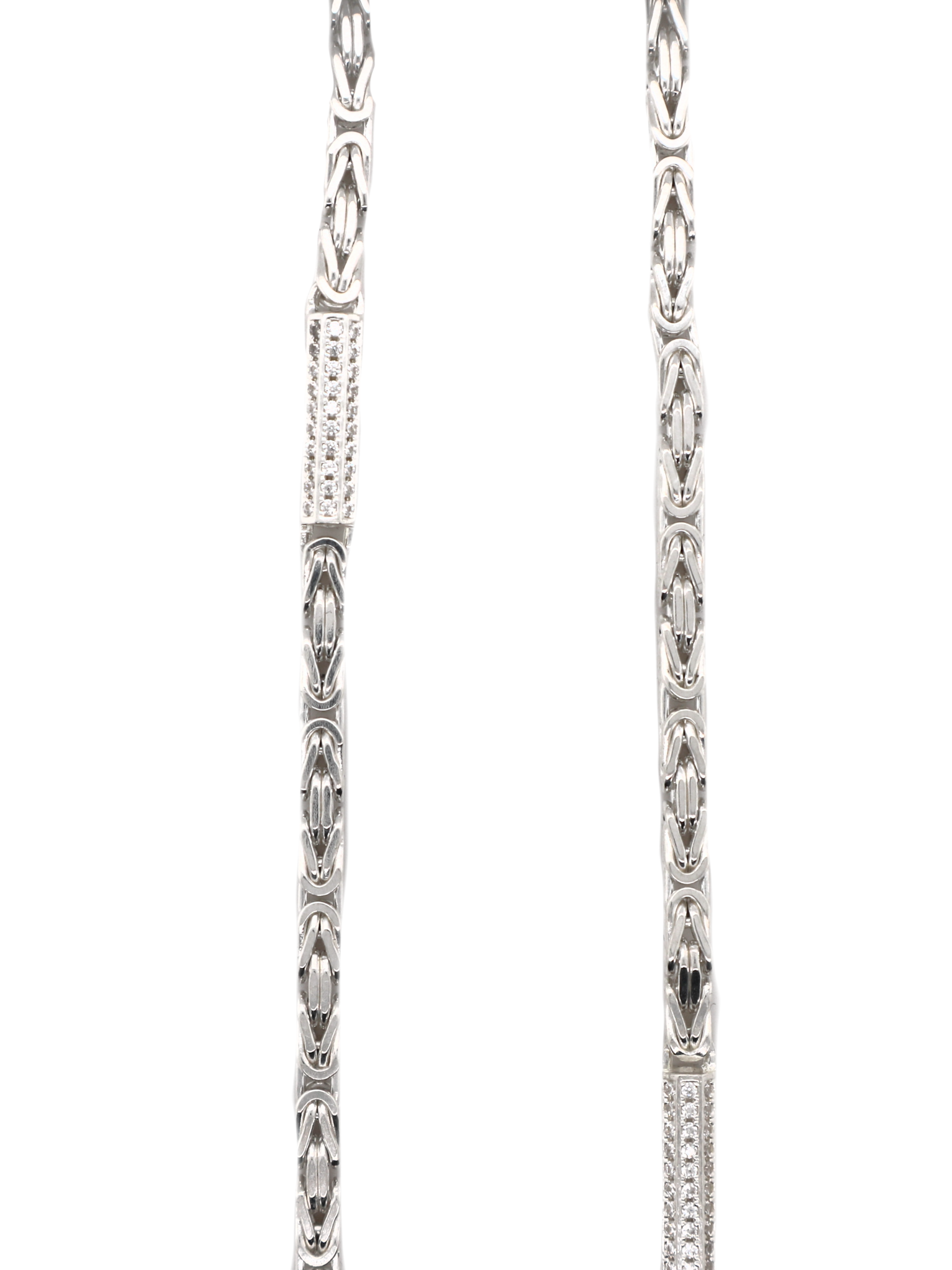 Ketting koningsschakel met staafjes bezet met zirkonia 70cm-3mm-1