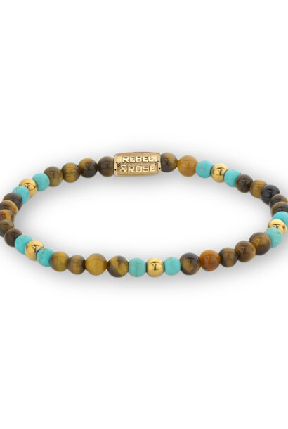 Mix Tiger Turquoise gold-coloured - 4mm S & M