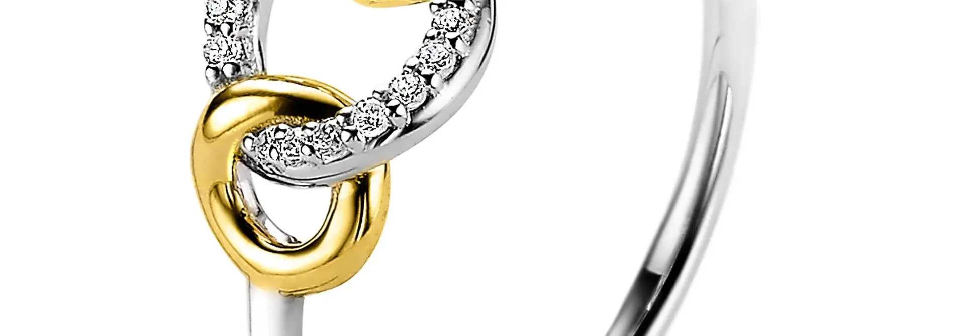 ZINZI zilveren ring 3 rondjes verbonden met zirkonia maat 54