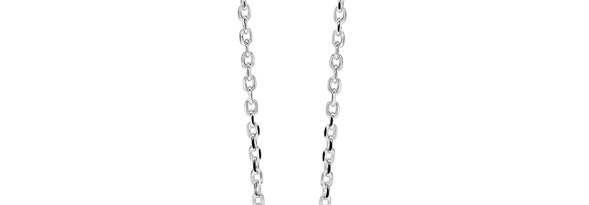 ZINZI zilveren ketting met hanger in roosdesign en bezet met een witte zirkonia in het midden