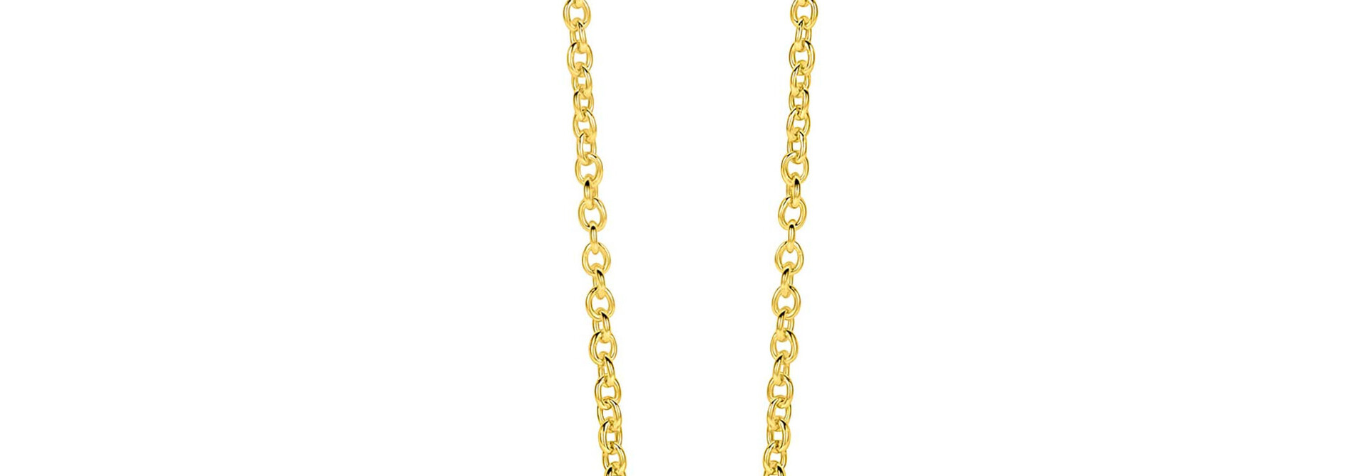 ZINZI gold plated zilveren collier 45cm met een rechthoekige gladde kastzetting bezet met een witte zirkonia