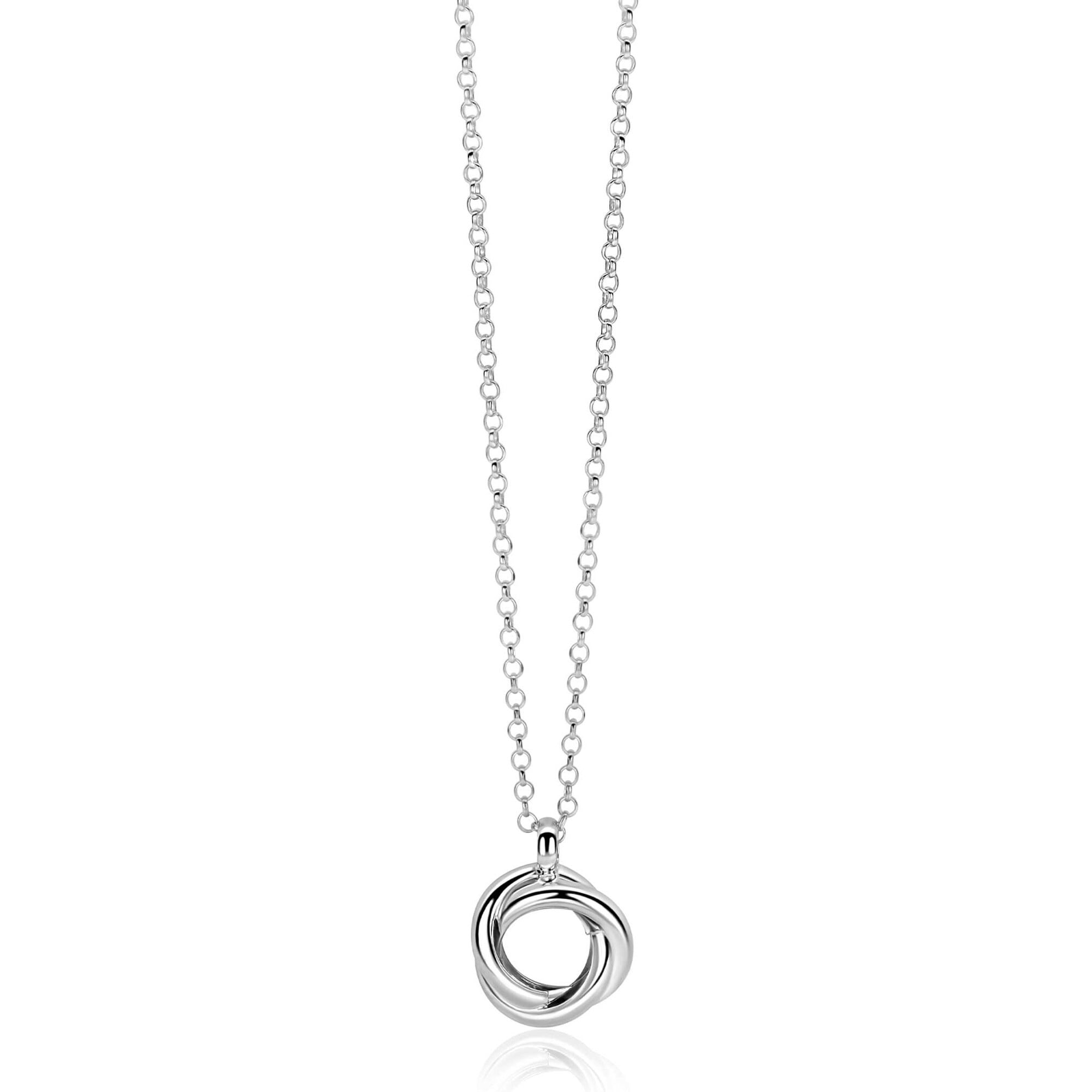 ZINZI zilveren collier 45 cm met hanger van drie verbonden ringen (knoop-stijl)-1