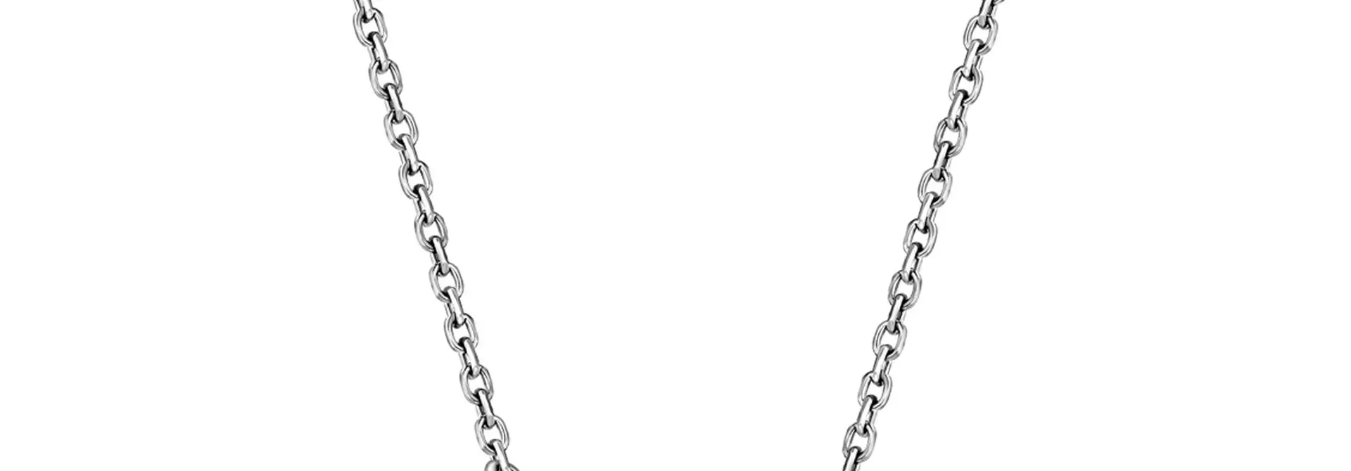 ZINZI zilveren ketting 45cm met paperclip- en ronde schakel bezet met witte zirconia's