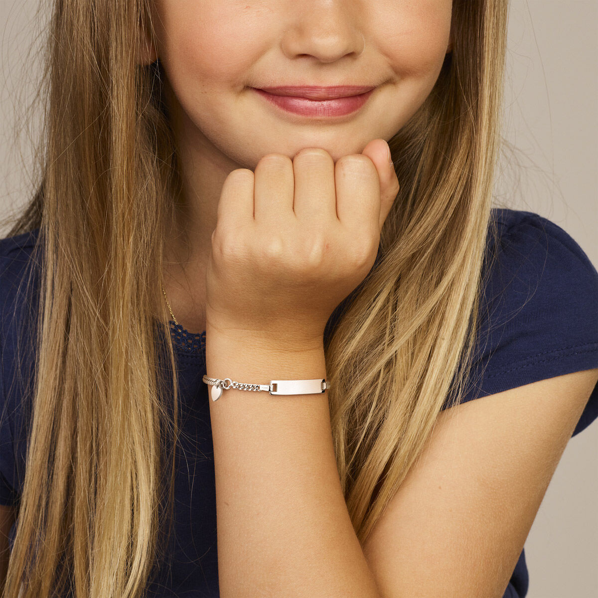 Armband zilver graveerarmband gourmette cuban schakel met hartje-2