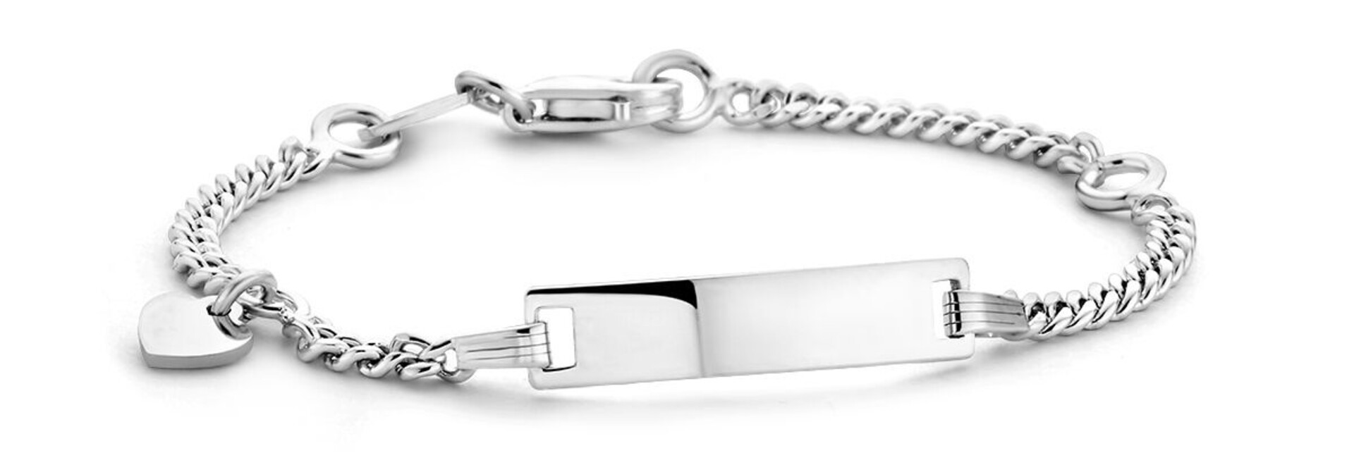 Armband zilver graveerarmband gourmette cuban schakel met hartje
