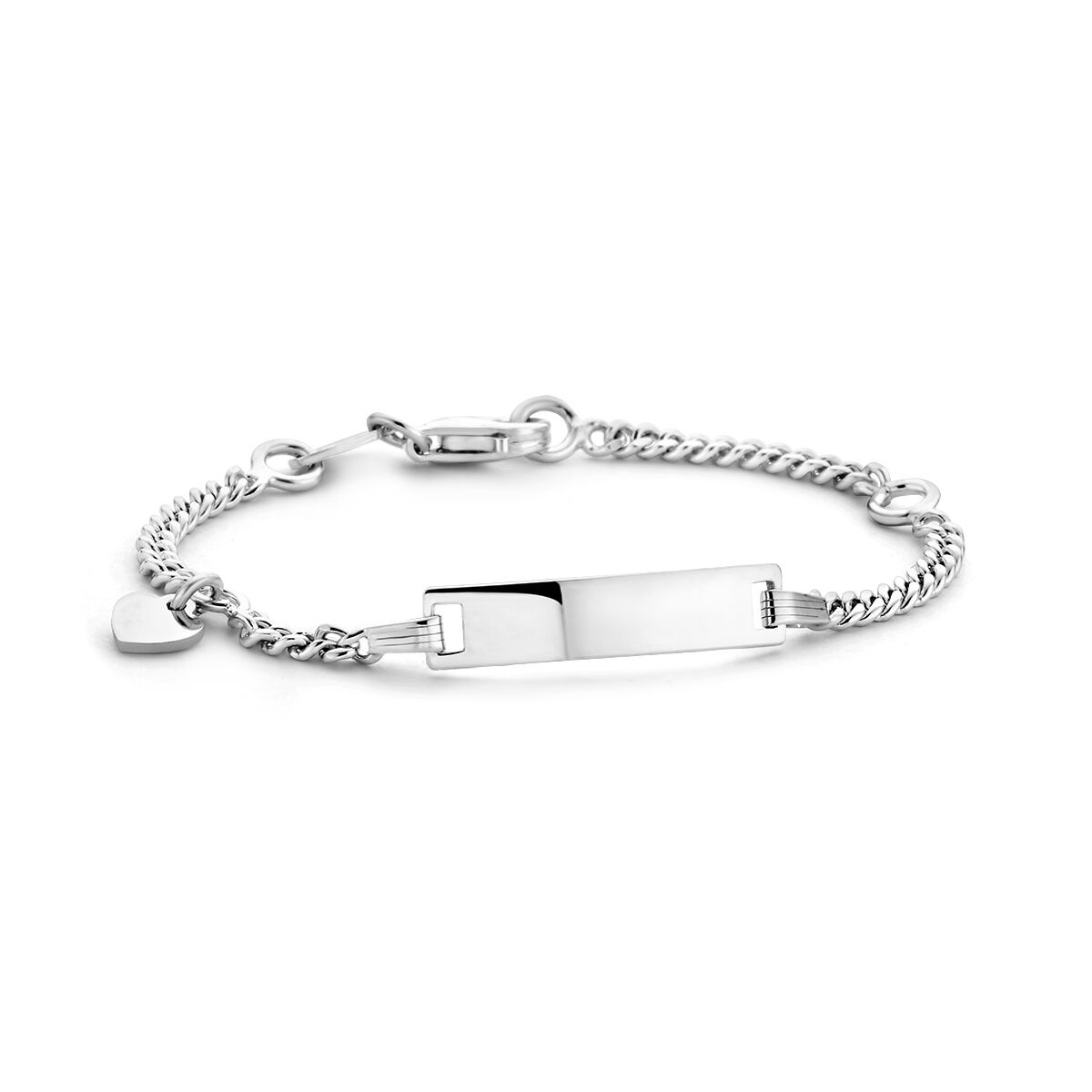 Armband zilver graveerarmband gourmette cuban schakel met hartje-1
