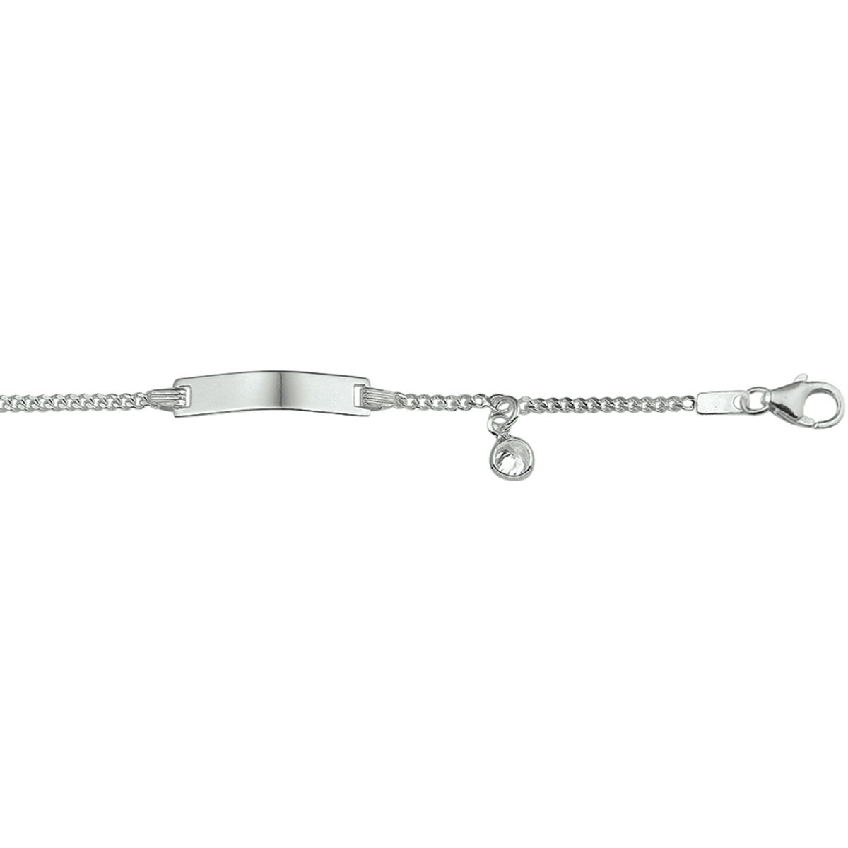 Armband zilver graveerarmband gourmette cuban schakel met zirkonia-2