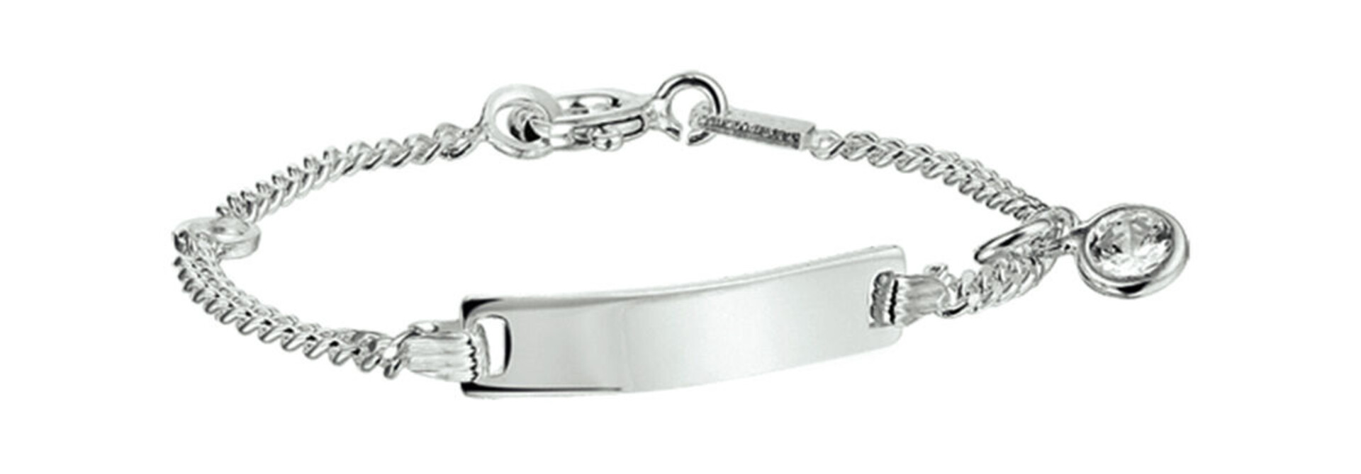 Armband zilver graveerarmband gourmette cuban schakel met zirkonia