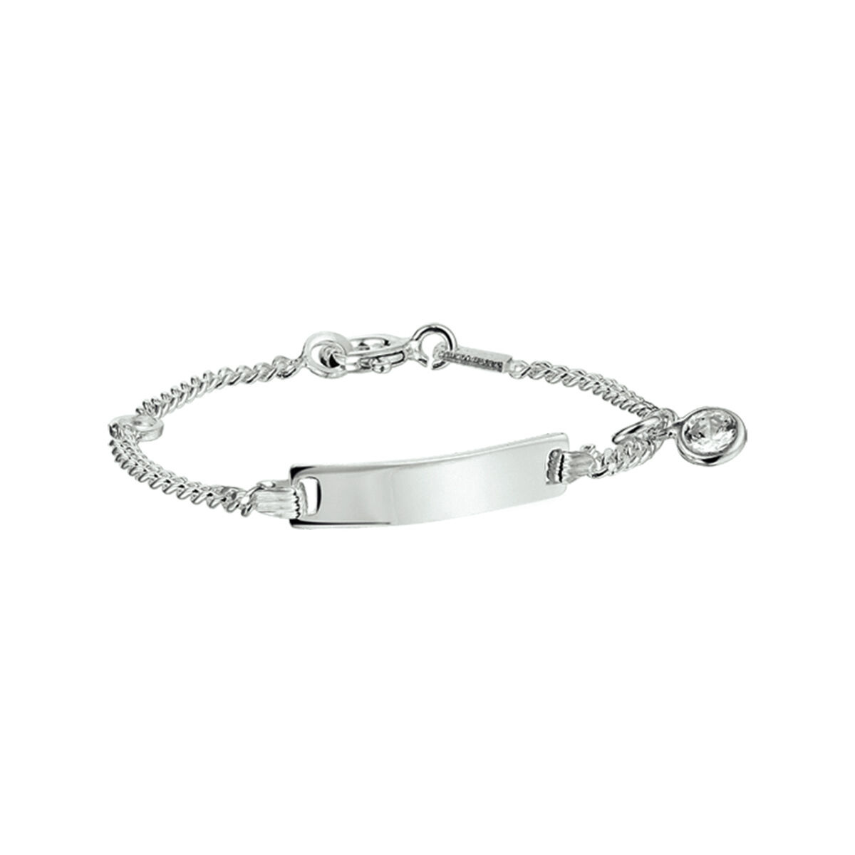 Armband zilver graveerarmband gourmette cuban schakel met zirkonia-1