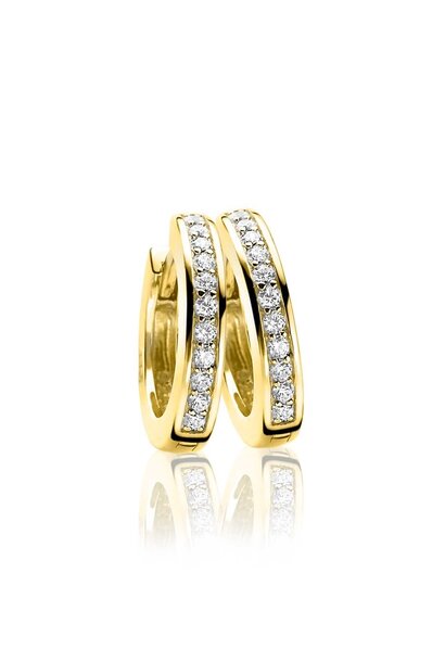 ZINZI zilveren klapcreolen met zirkonia geel 17x3mm