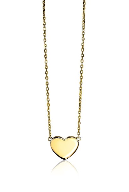ZINZI zilveren collier geel verguld met hart plaatje 42/45cm