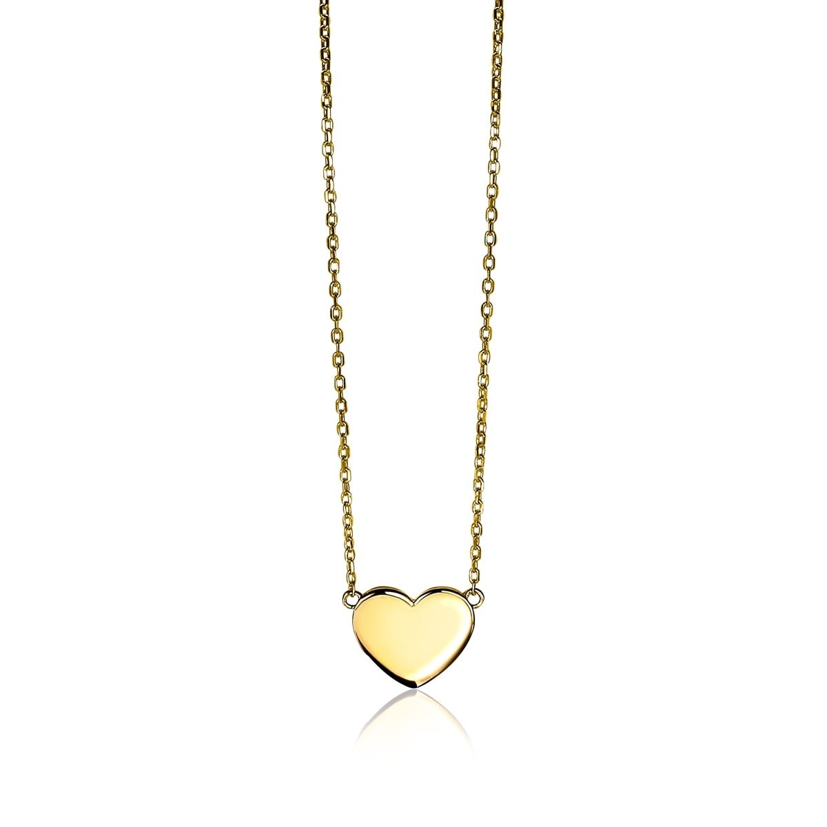 ZINZI zilveren collier geel verguld met hart plaatje 42/45cm-1